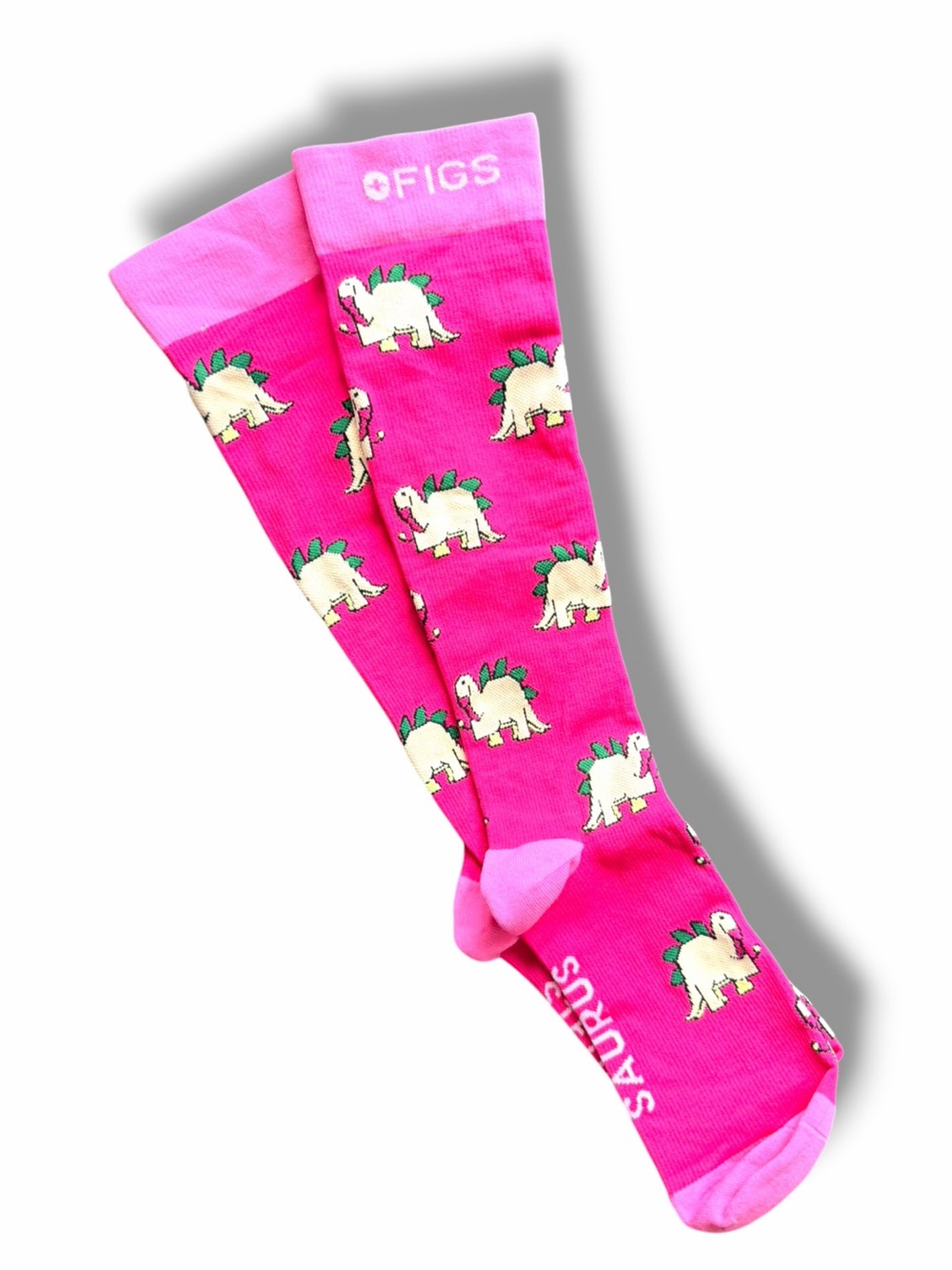 FIGS Steth-O-Saurus Pink Compression Socks Nurse Medical Size Small Dinosaur